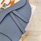 Dior Saddle 馬鞍包-手掌紋-大號海藍色-25.5cm