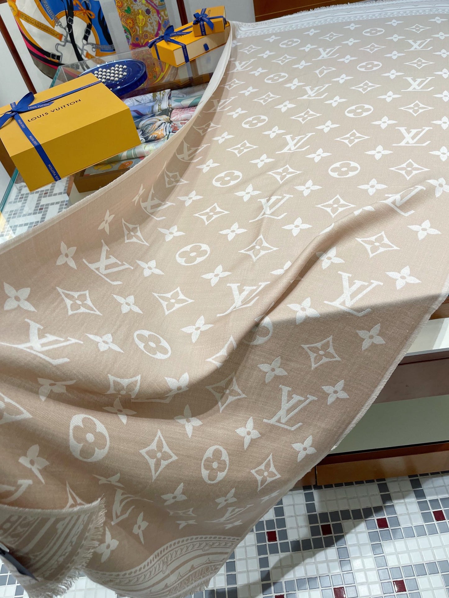 路L家-70*200cm-羊毛真絲長巾