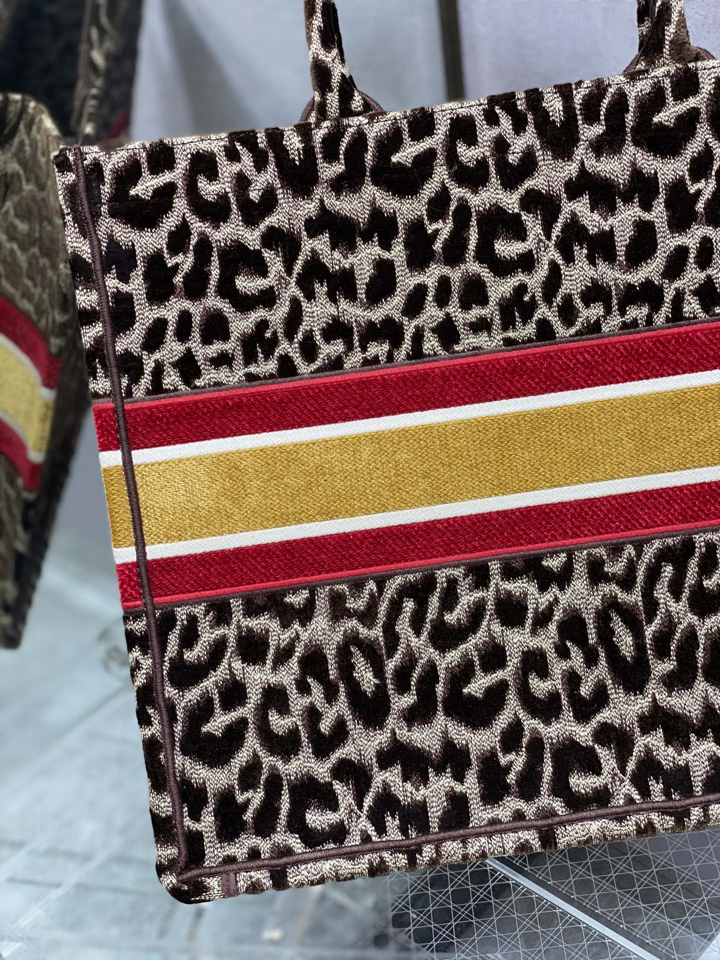 Dior Book Tote-大號41.5cm-絲絨豹紋