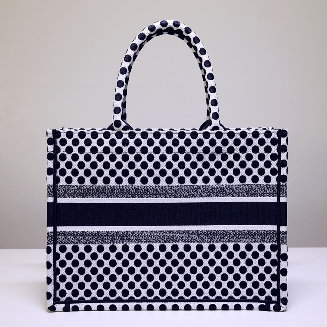 Dior Book Tote-小號36.5cm-黑色波點
