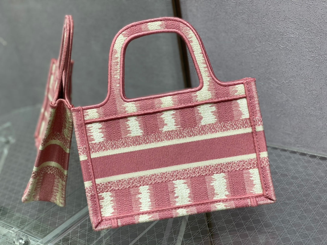 Dior Book Tote-Mini 23cm-粉色條紋