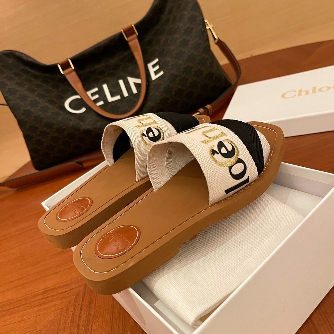 Chloe鞋-Chloe Woody Logo 撞色 拖鞋