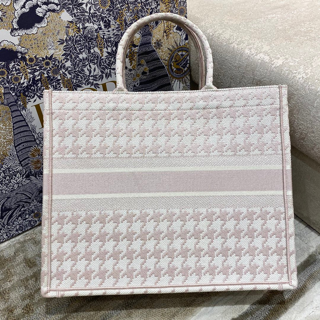 Dior Book Tote-大號41.5cm-粉色千鳥格