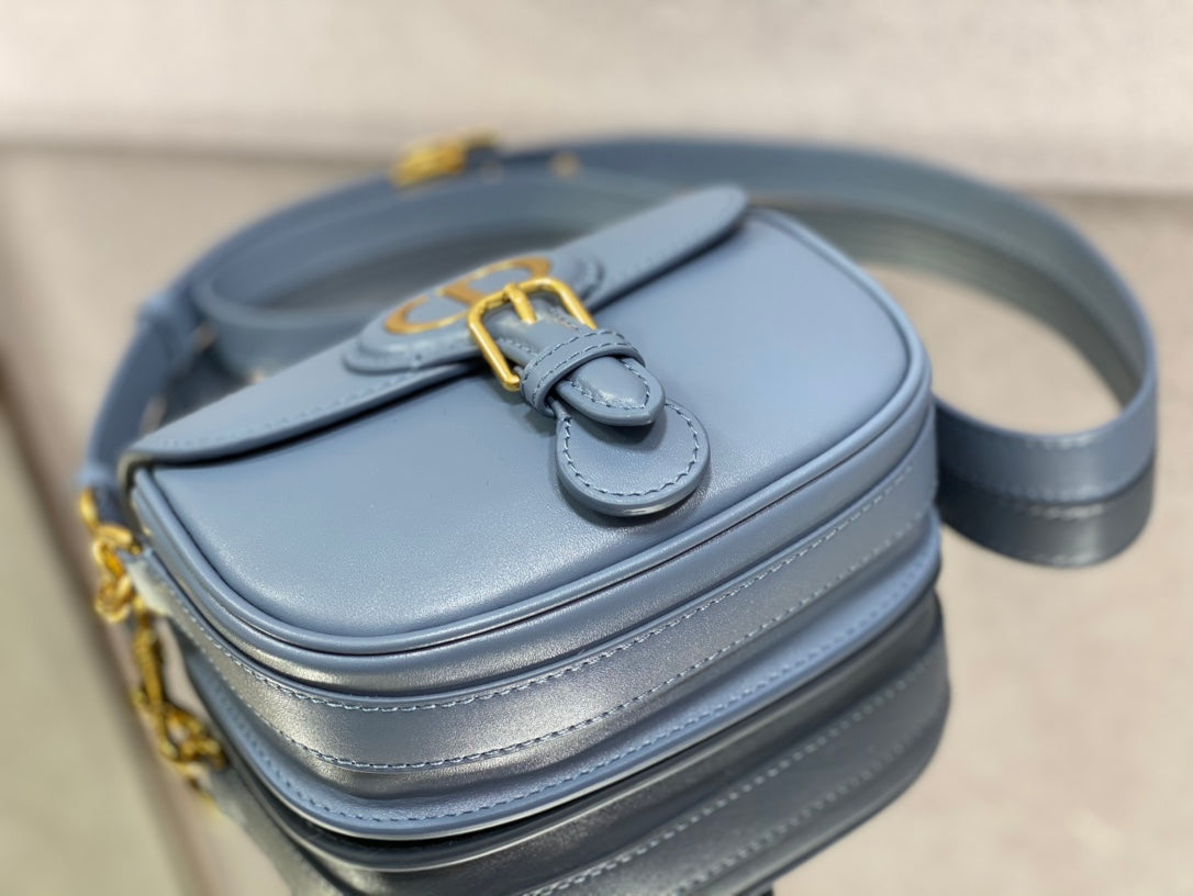 Dior Bobby-小號18cm-復古藍牛皮