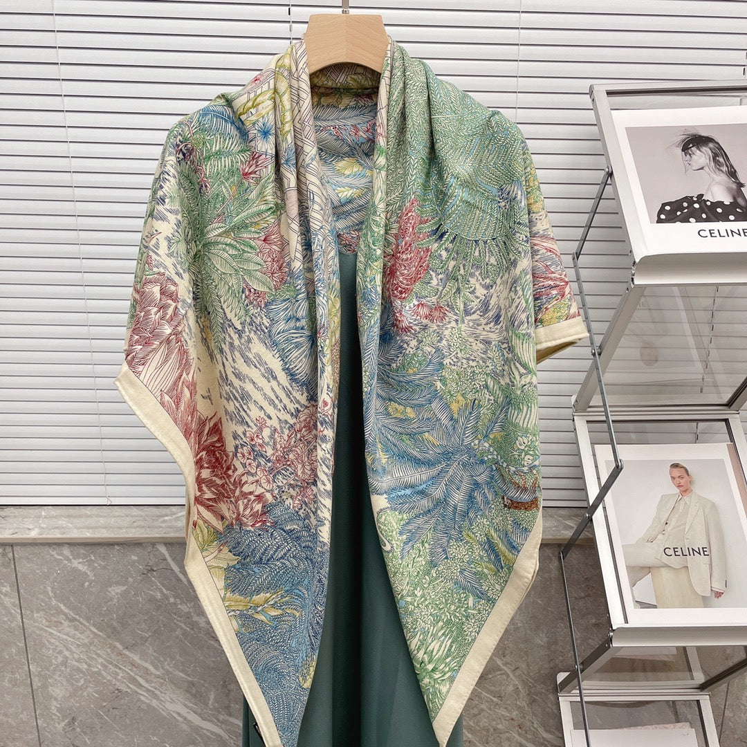 小愛款-雙面大絲巾 136cm-30%真絲70%羊毛