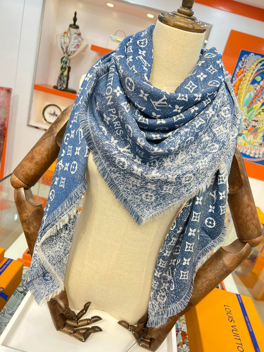 路L家-漸變牛仔老花披肩 Denim Gradient 142.5cm