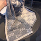 古G家-雙面提花羊絨圍巾 30*180cm 100%羊絨 灰色