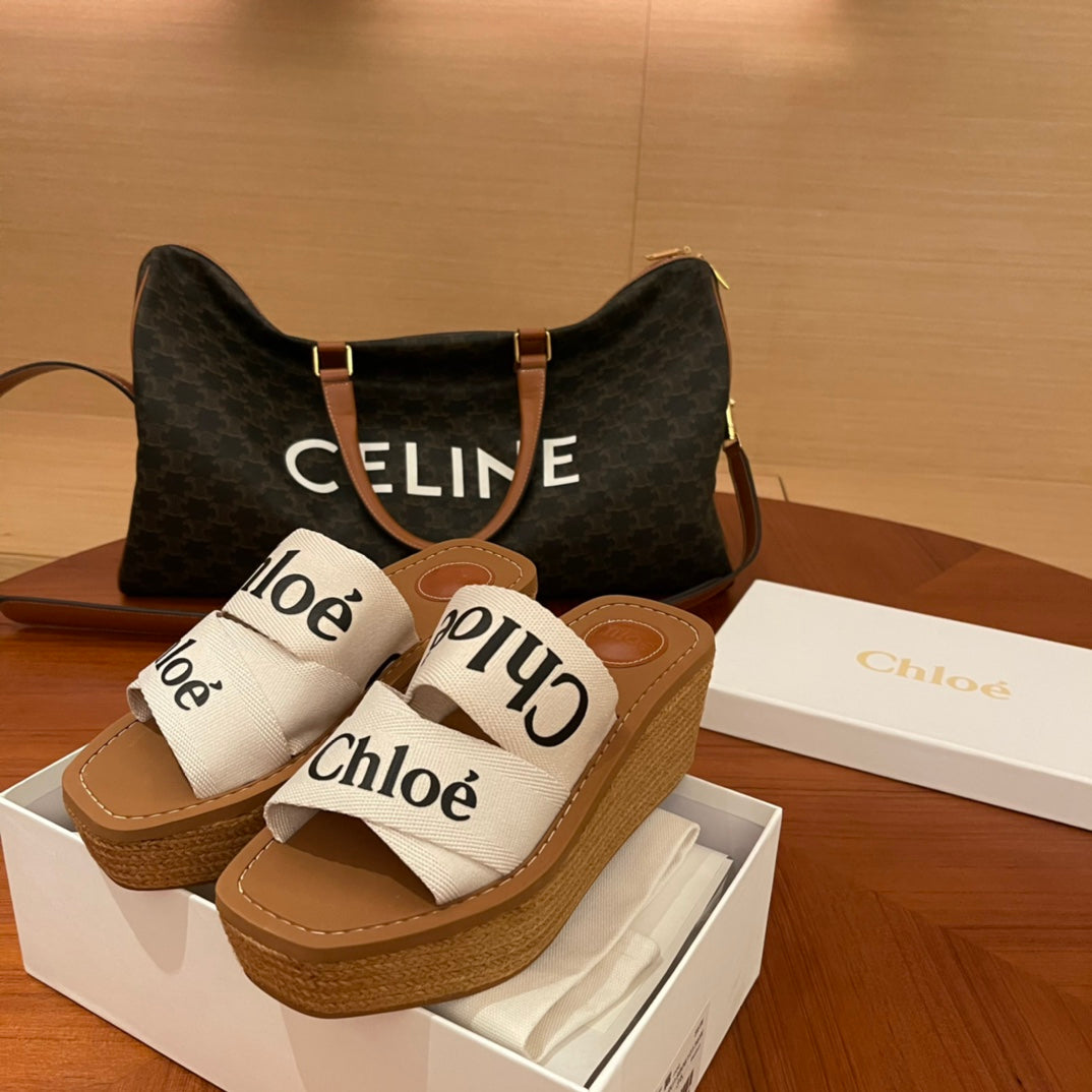 Chloe鞋-Chloe Woody Logo 厚底拖鞋