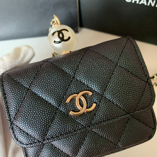 CHANEL 珍珠鏈條零錢包！