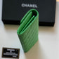 Chanel 經典CF翻蓋長夾-綠色荔枝皮金釦