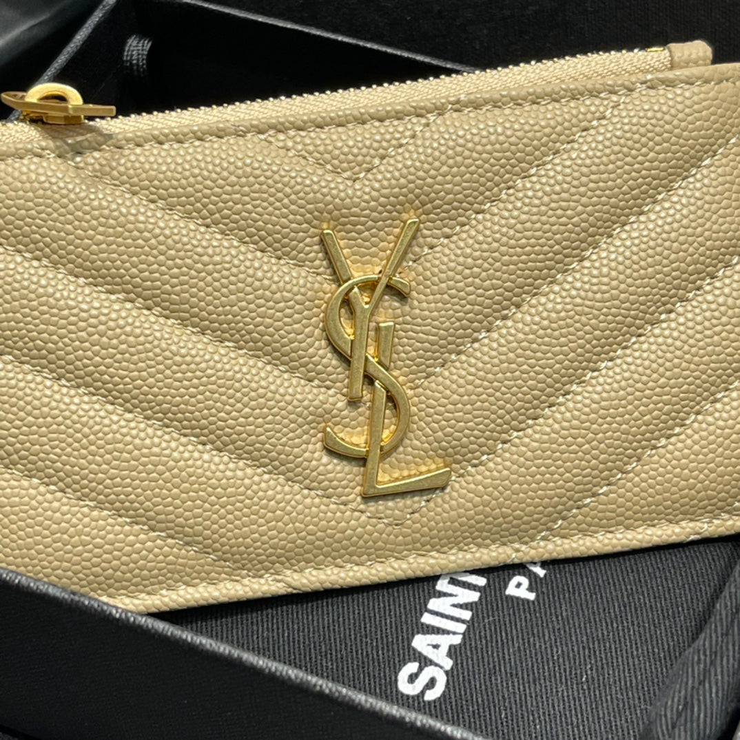 YSL 新品卡包_杏色金扣