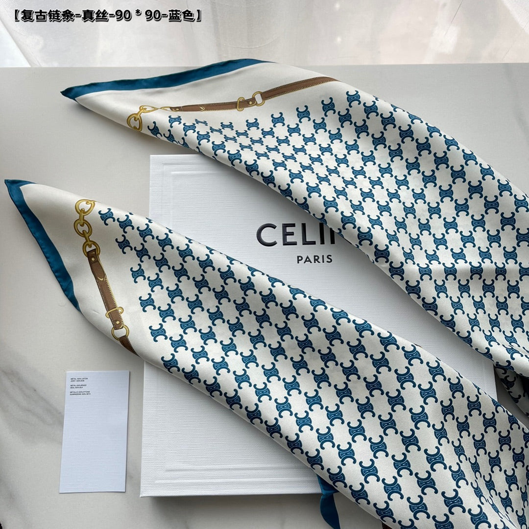 賽C家-復古鏈條90真絲方巾
