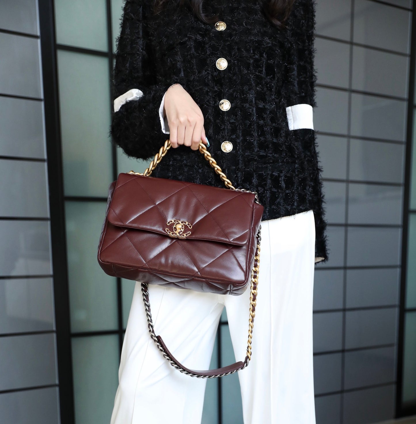 Chanel 19Bag-中號深棗紅