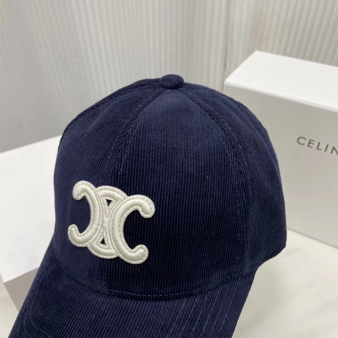 賽C家-燈心絨棒球帽 藍色