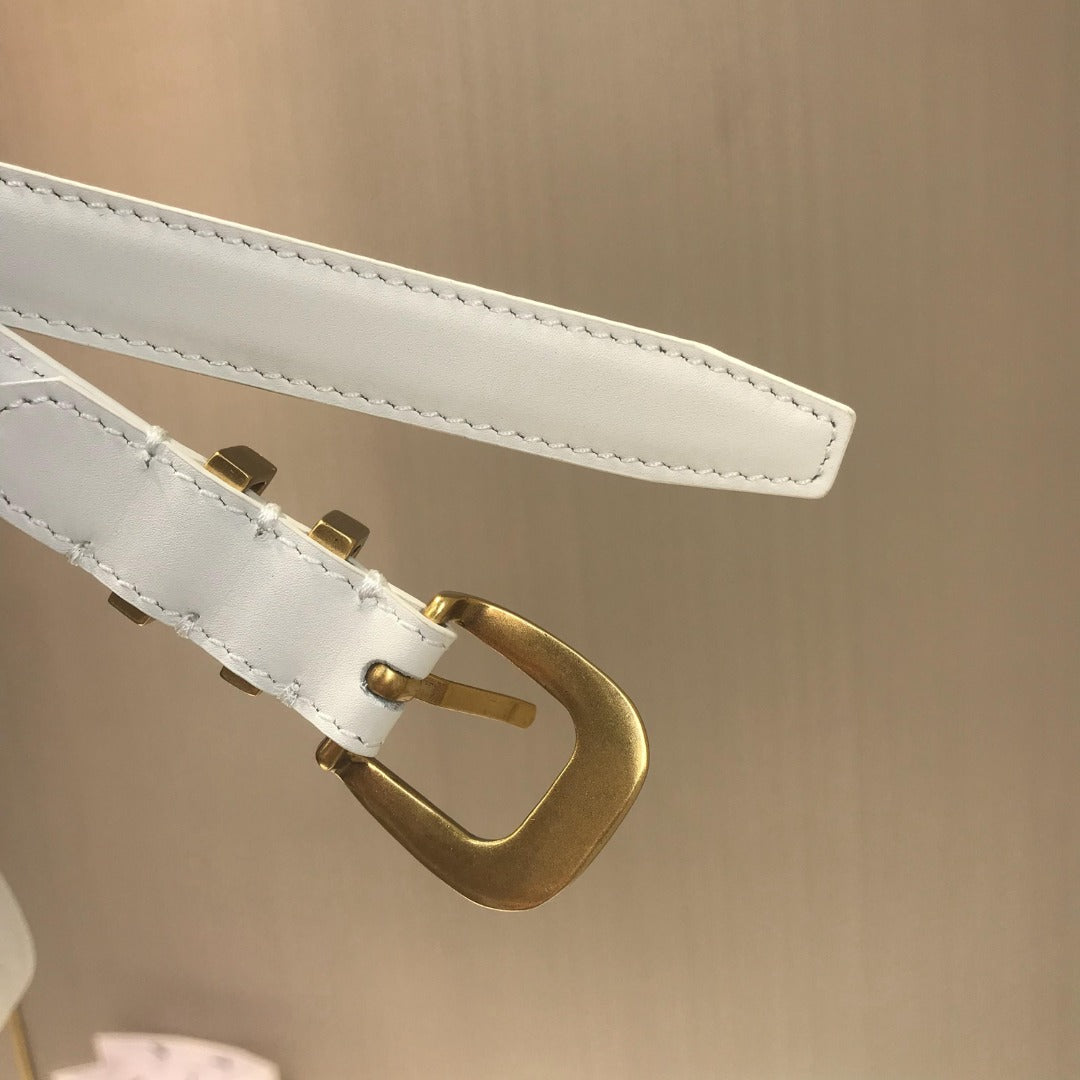 賽C家-白色金扣皮帶-1.8cm