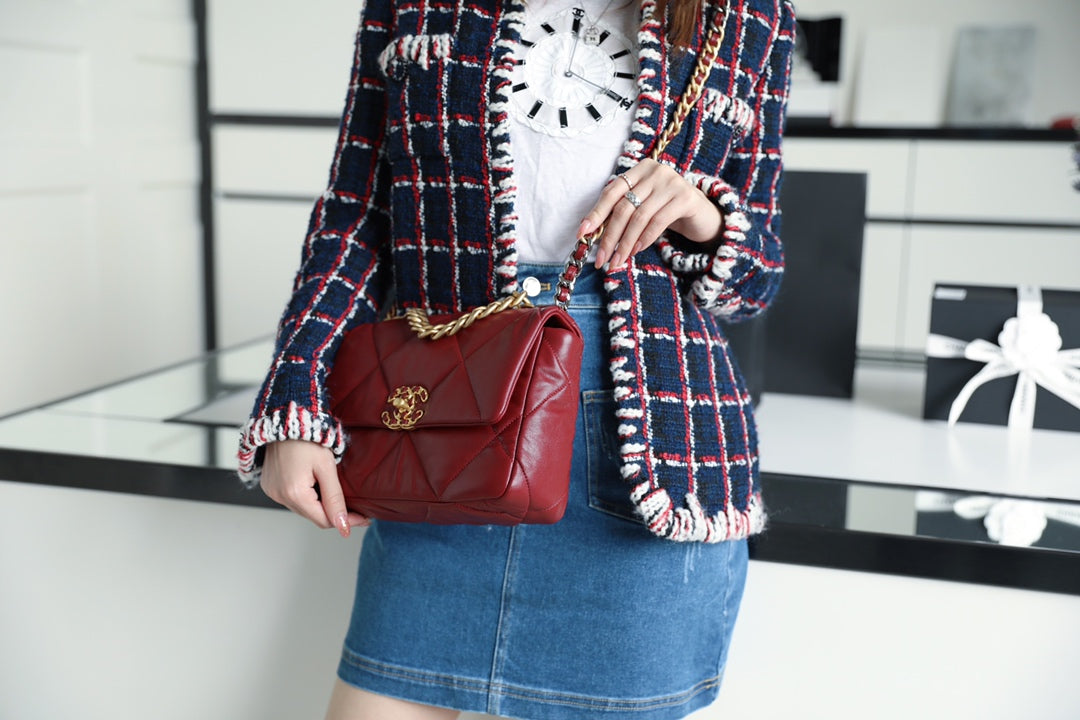 Chanel 19Bag-小號棗紅色