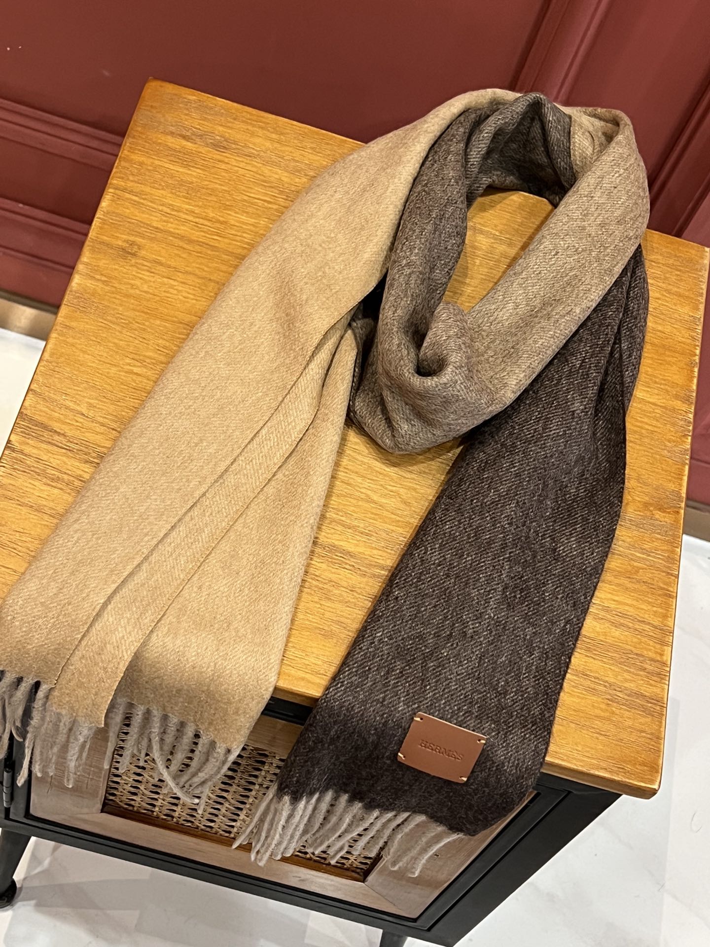 小愛款-多色漸變圍巾 32*190cm 頂級進口羊絨 可可色