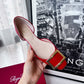 R方扣頭鞋-中空平底鞋 紅色