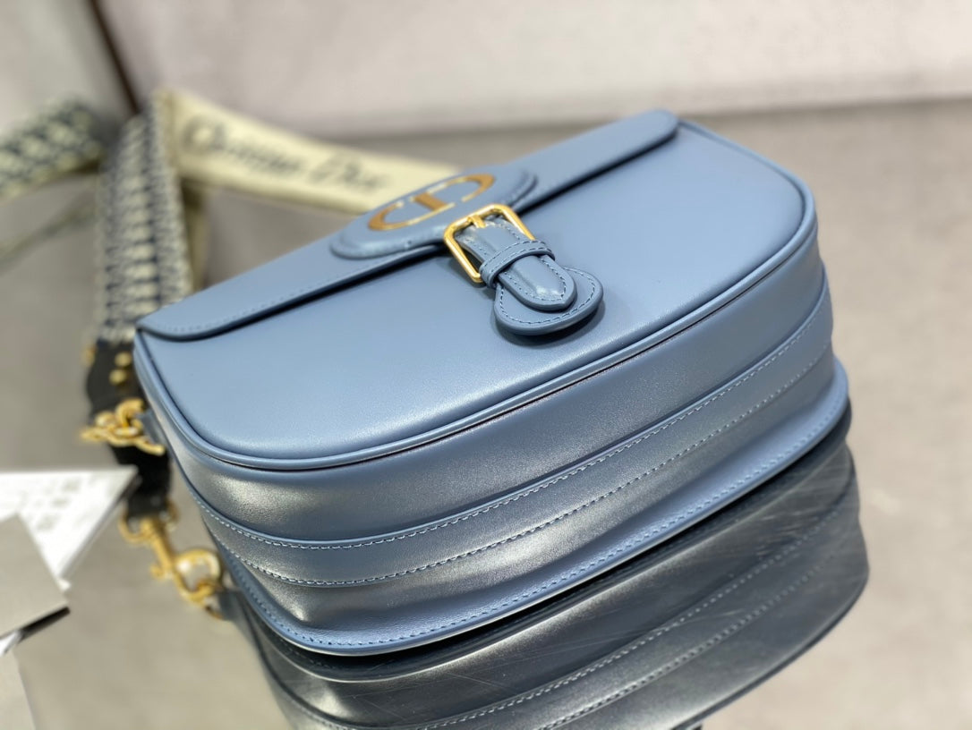 Dior Bobby-大號27cm-復古藍牛皮
