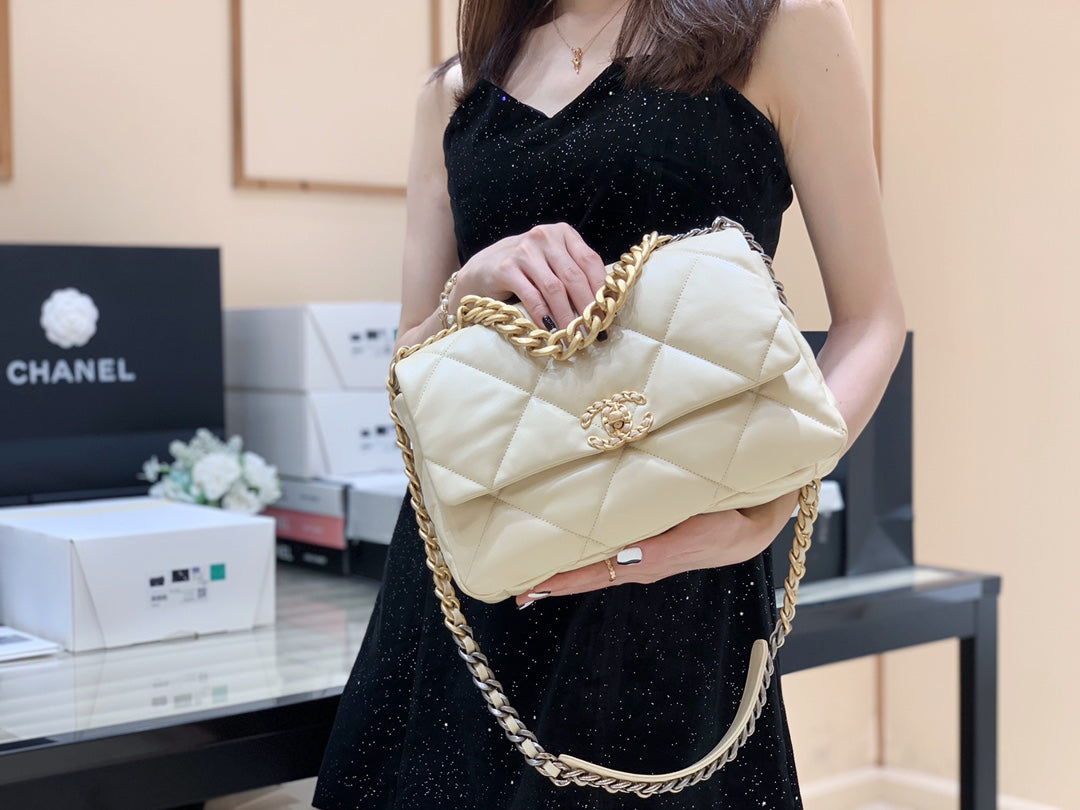 小香家-19Bag 米色金扣 中號