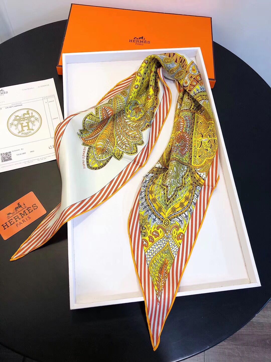 小愛款-最新款花園菱形巾-100%斜紋真絲-43*115cm