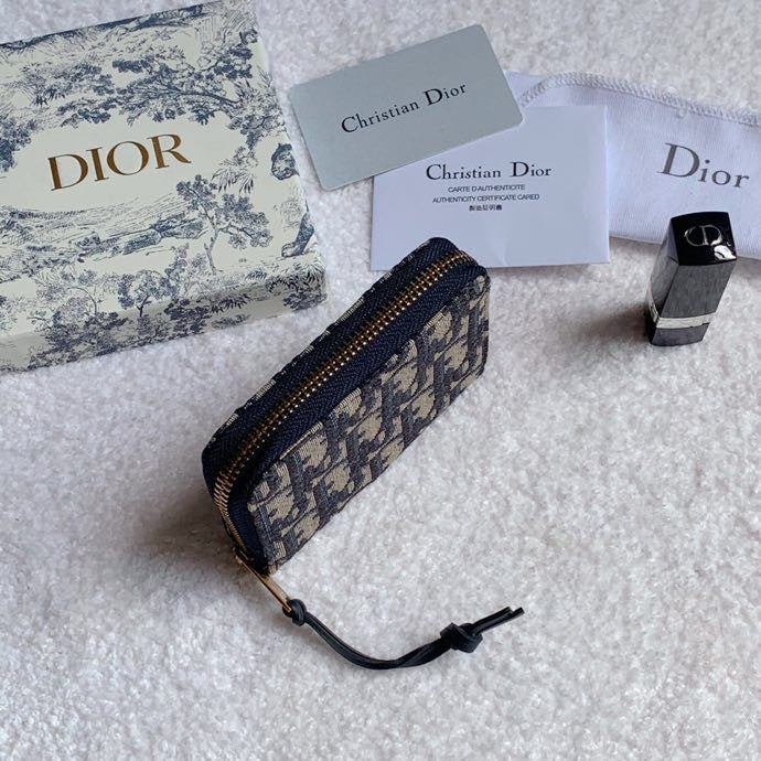 Dior 老花拉鍊卡包／零錢包