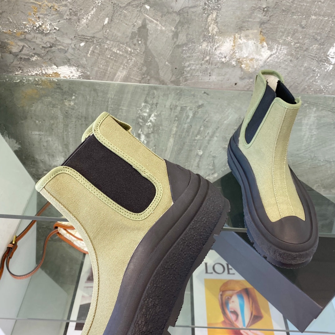 Jil sander-2022新款 帆布短靴 軍綠色
