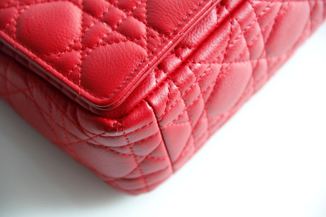 Dior Caro 小號20cm-紅色小牛皮