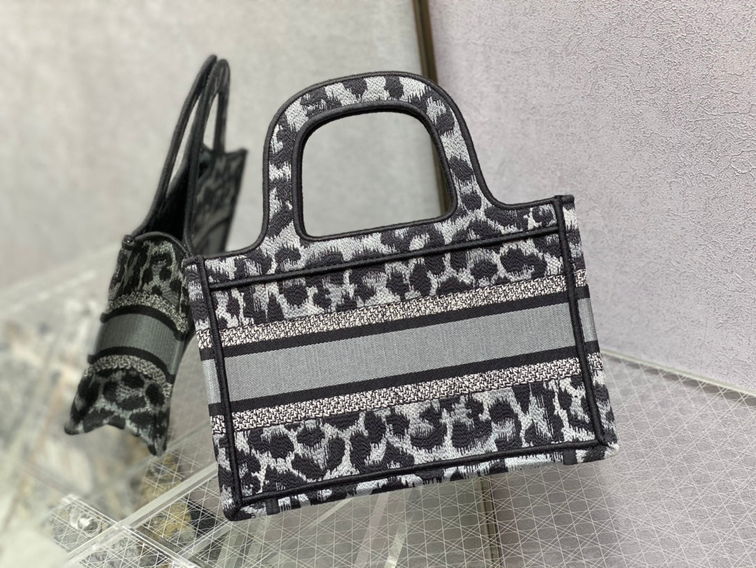Dior Book Tote-Mini 23cm-黑色豹紋