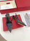 范倫V-2023夏季新款 Roman Stud系列 燙鑽涼鞋 4.5cm 黑色