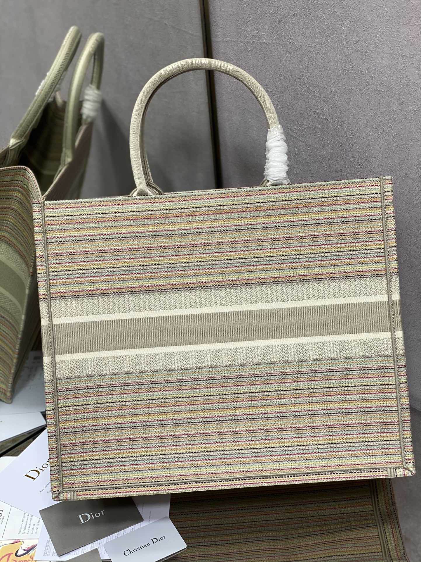 Dior Book Tote-大號41.5cm-金絲條紋