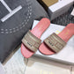 迪D家-2022早春新款 刺繡拖鞋 粉色