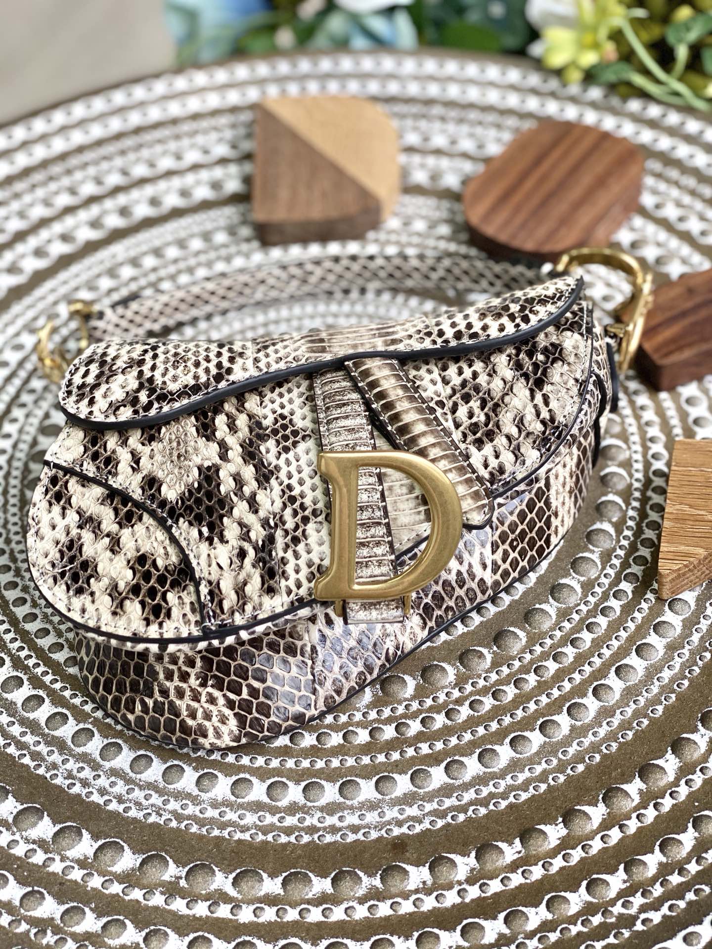 Dior Saddle 馬鞍包-蛇皮-小號水花-19.5cm