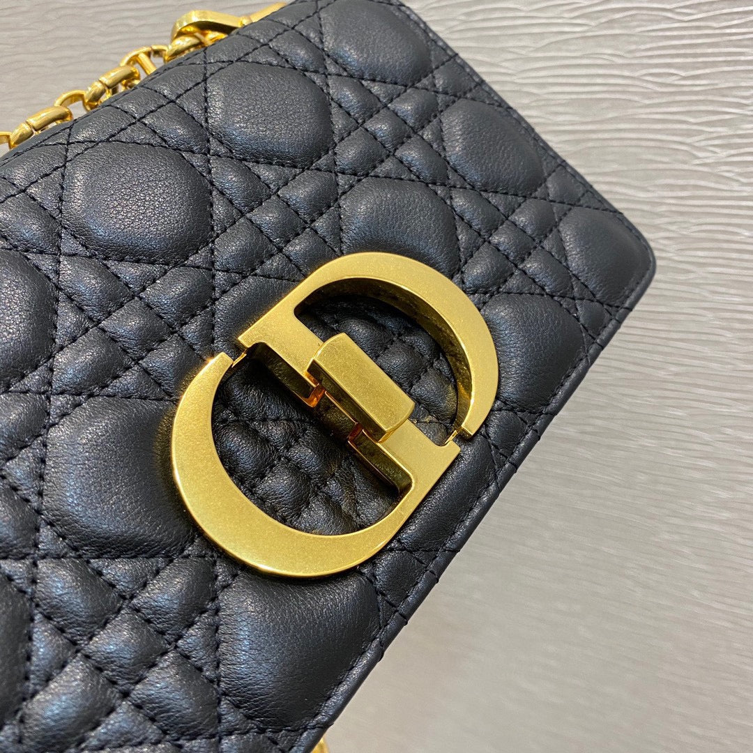 Dior Caro 小號20cm-黑色小牛皮