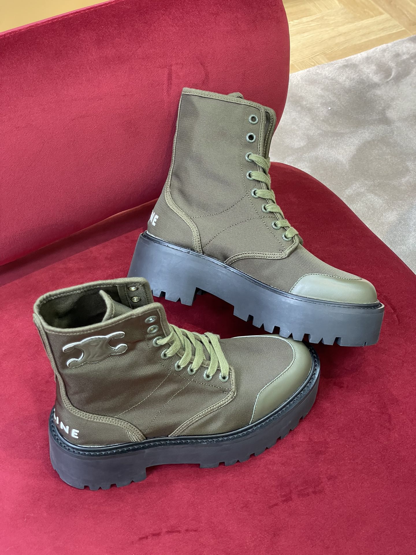 賽C家-22fw 秋冬新款靴子 鞋面帆布拼接皮革（尺碼35-41)