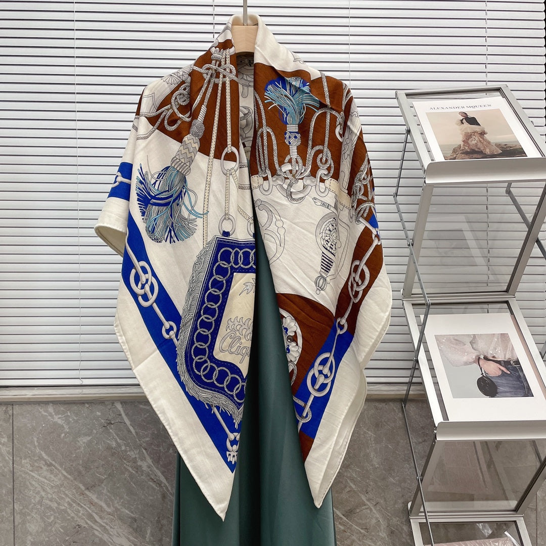小愛款-雙面大絲巾 136cm-30%真絲70%羊毛