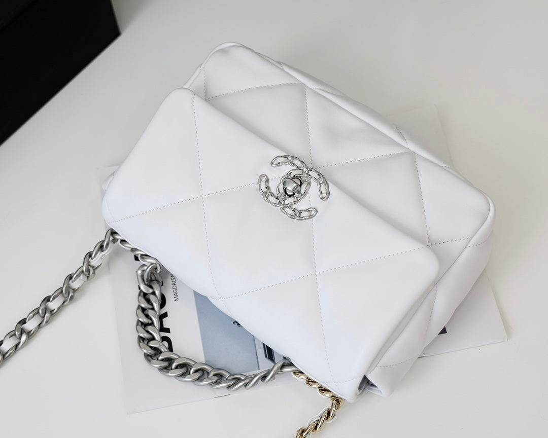 小香家-19Bag 白色銀扣 小號