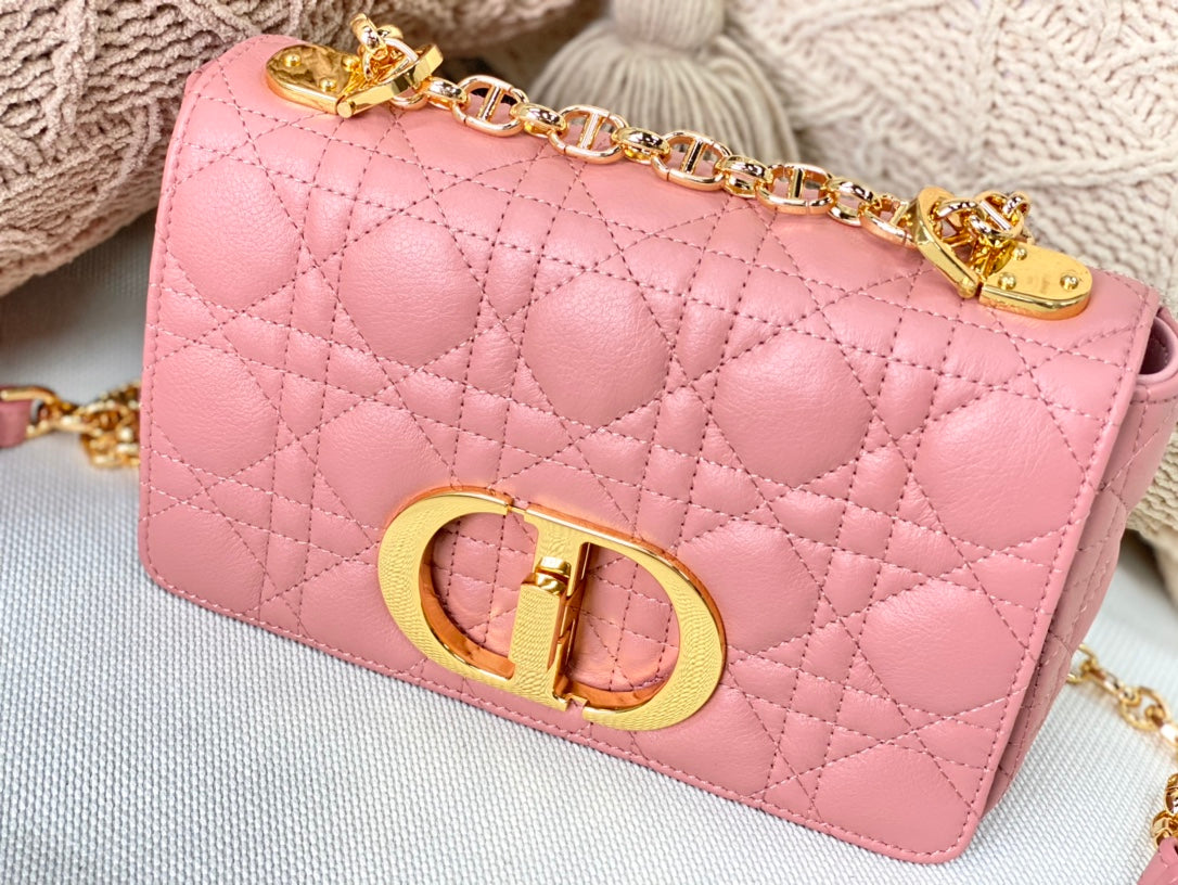 Dior Caro 小號20cm-粉色小牛皮