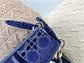 Dior Lady D-Lite黛妃包-天鵝絨刺繡藍色