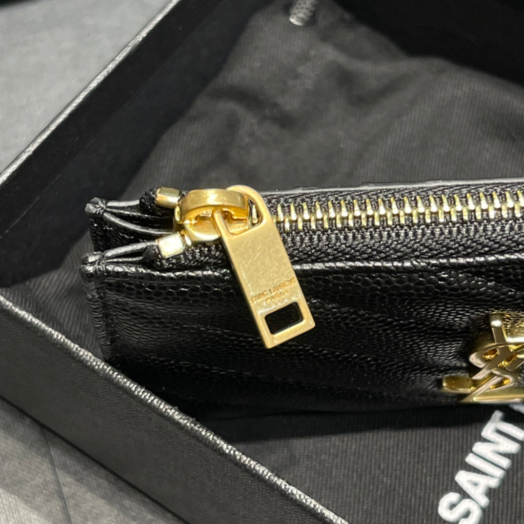 YSL 新品卡包_黑色金扣
