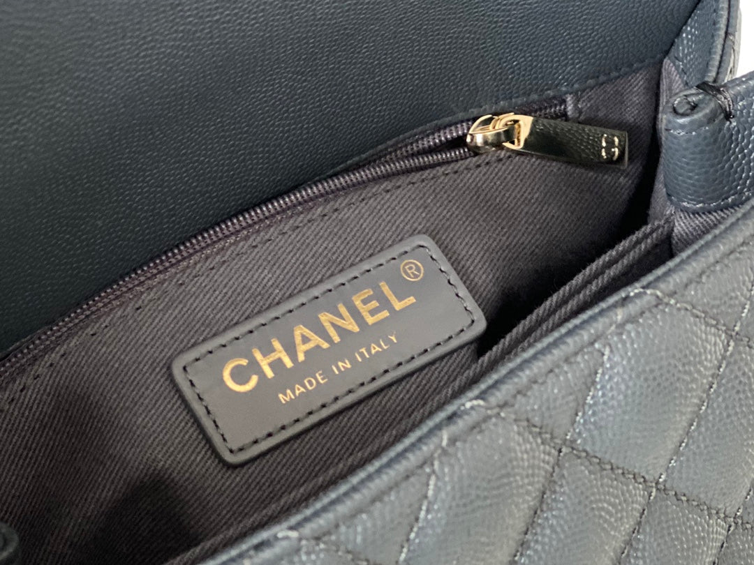 Chanel coco handle 小號-灰色香檳金扣