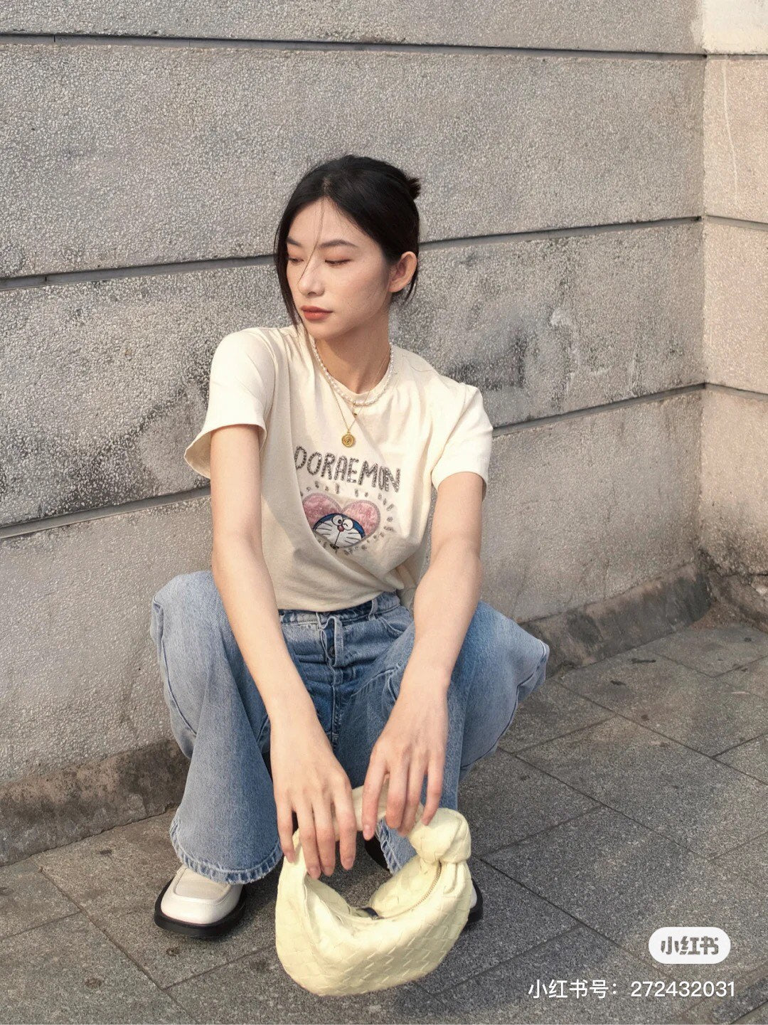B編織-Mini Jodie 迷你牛角包 上身圖