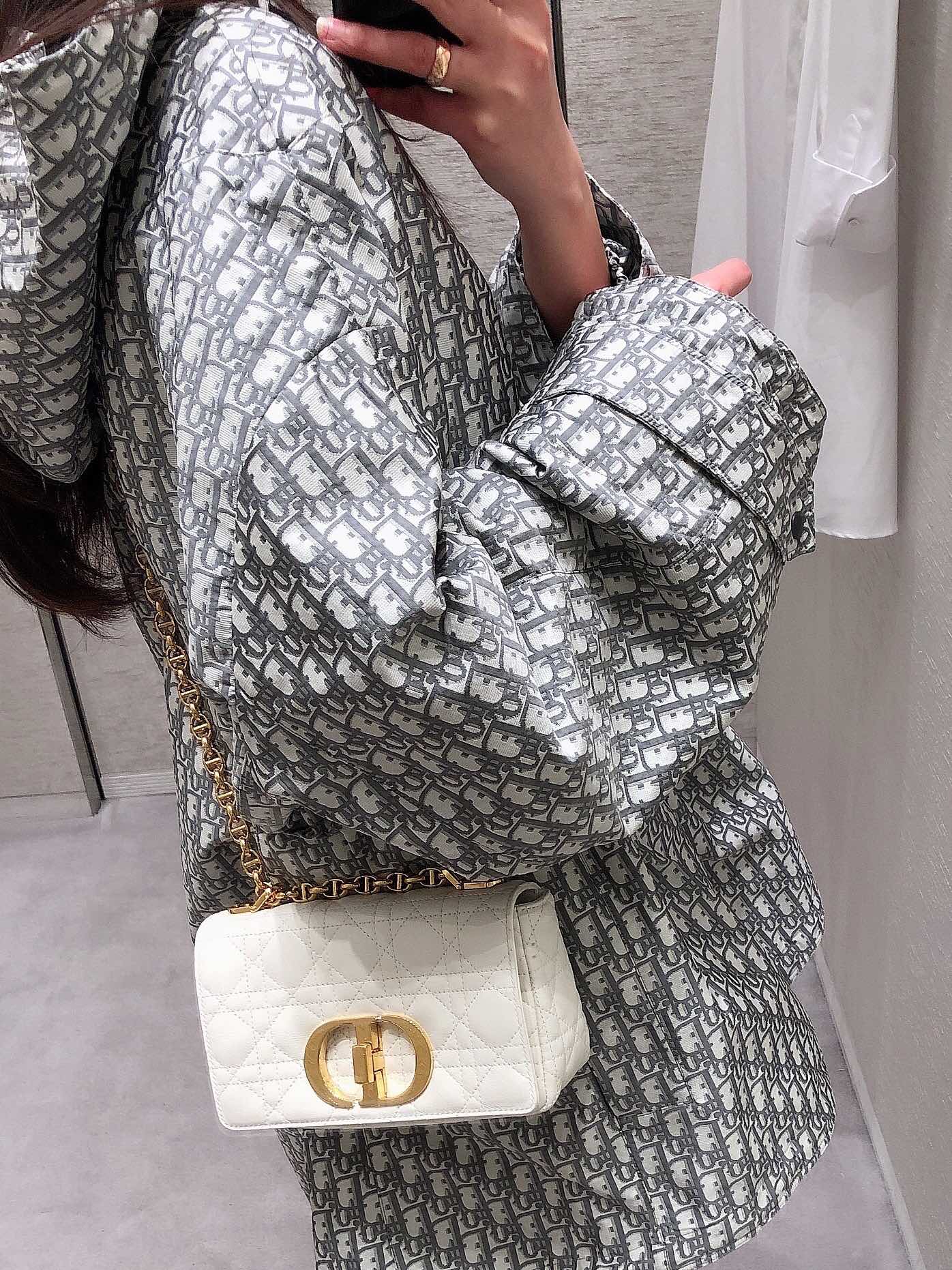 Dior Caro 小號20cm-白色小牛皮
