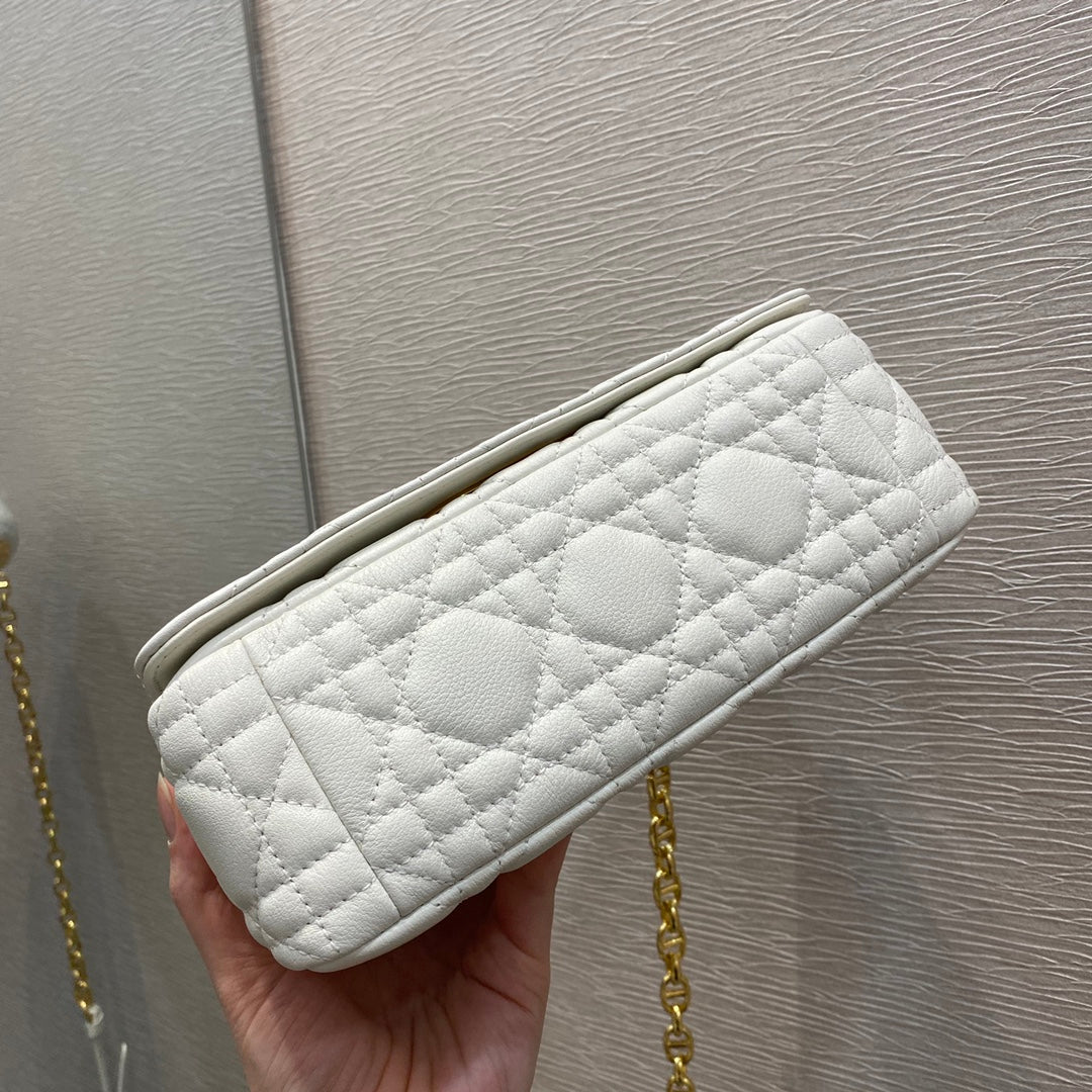 Dior Caro 小號20cm-白色小牛皮