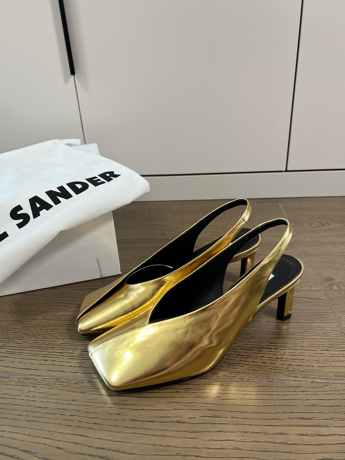 Jil sander-方頭高跟涼鞋 金色