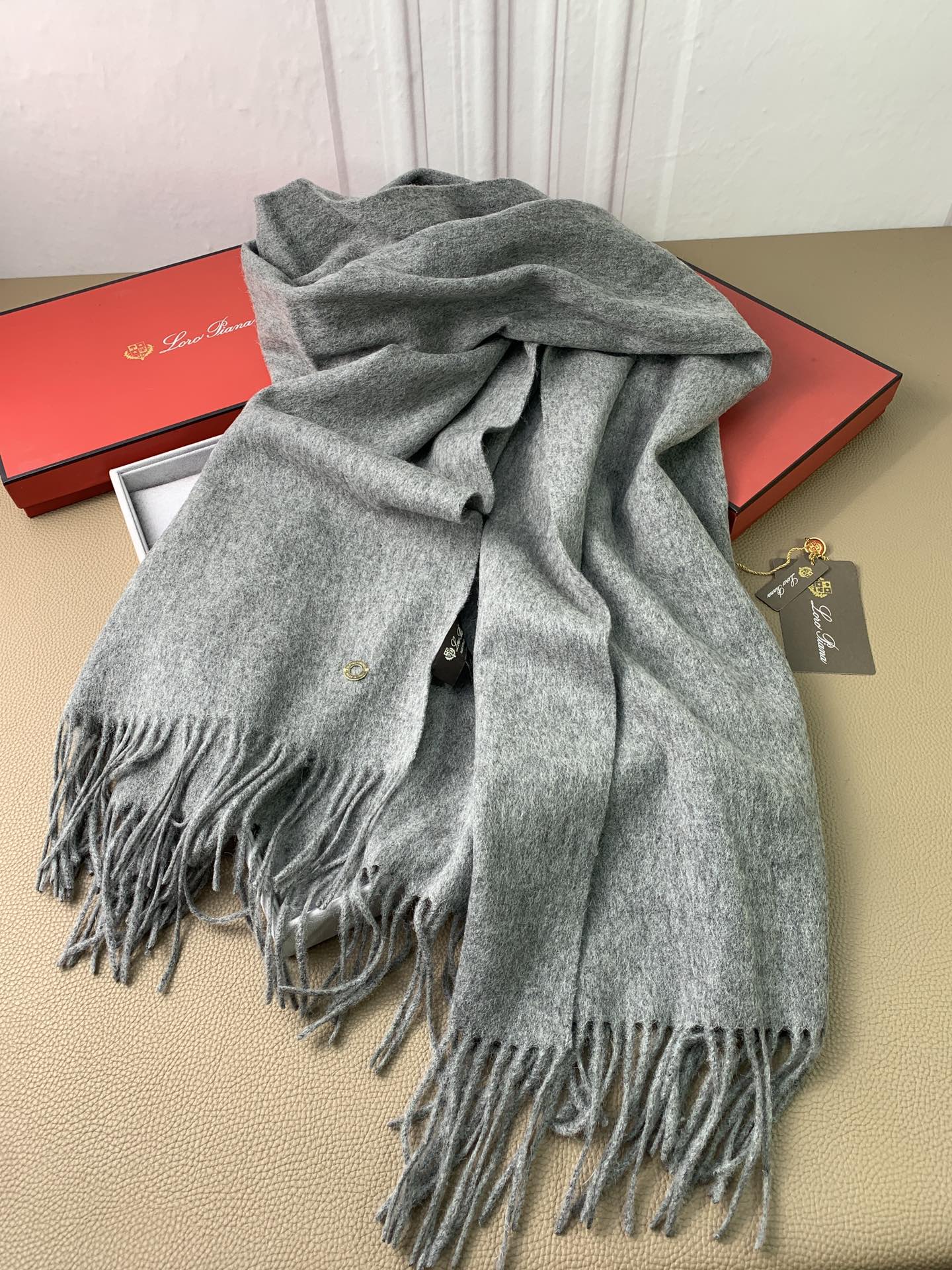 L-Piana-山羊絨素色圍巾 80*200cm 灰色