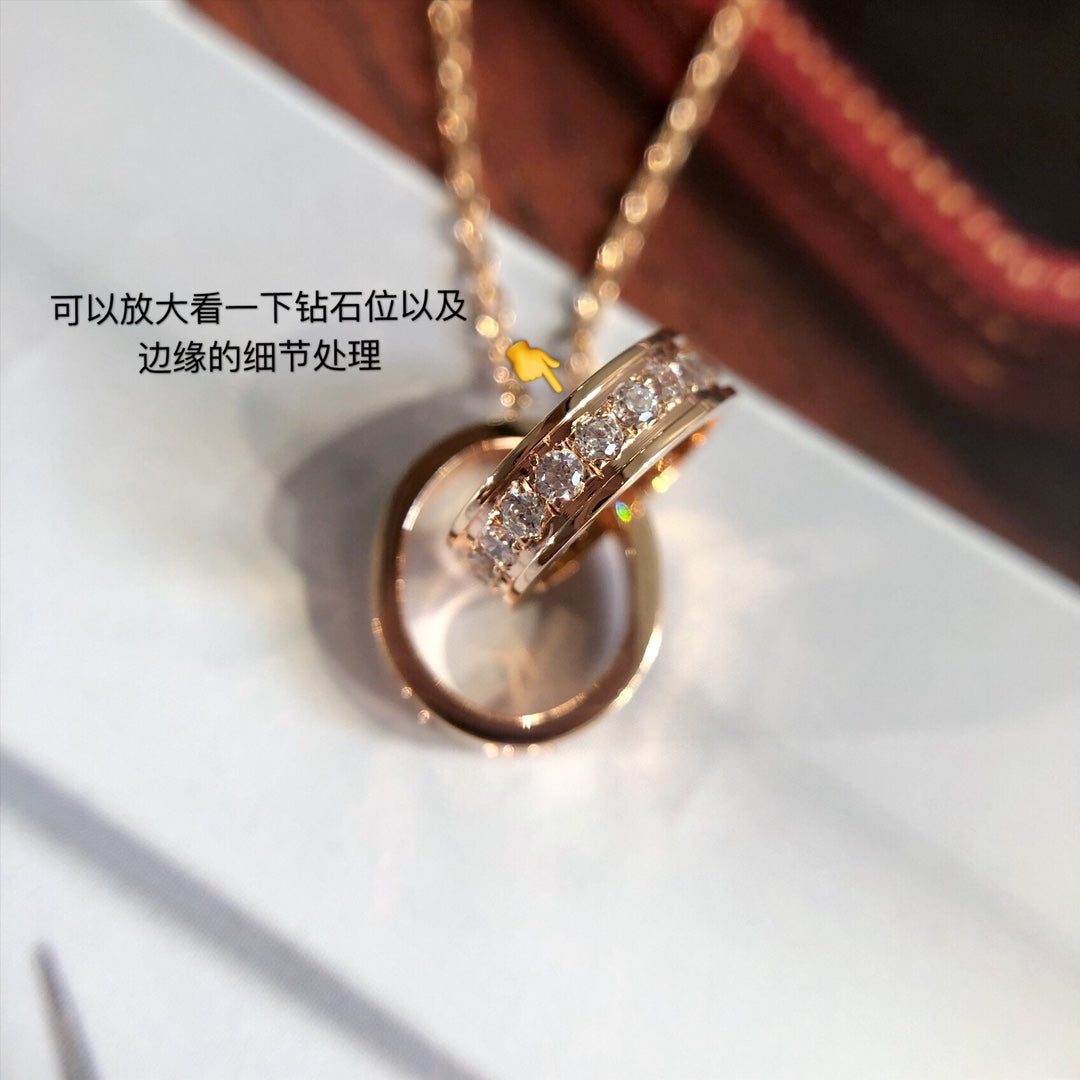 Cartier Love滿天星雙環項鍊-半鑽