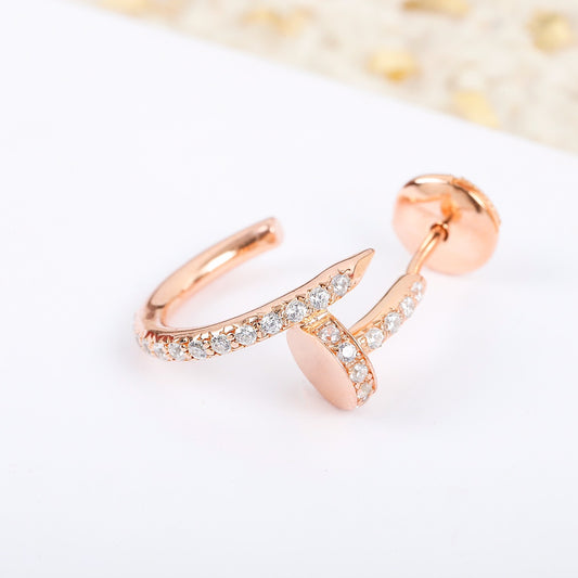 Cartier 釘子小號耳環-玫瑰金-滿鑽