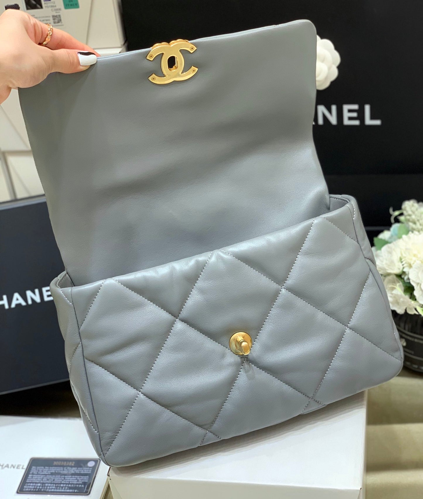 小香家-19Bag 灰色金扣 中號
