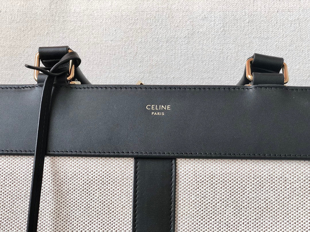 Celine Cabas de France 中號手袋-黑色布